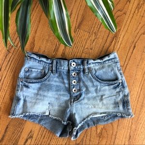 Free People Acid Washed Distressed Denim Shorts